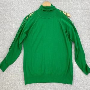 Carmen Marc Valvo Sweater Womens Extra Large Green Long Sleeve Turtleneck